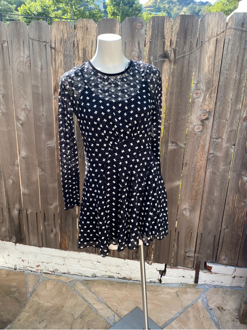 Free People Sheer Delight  Long Sleeve Mini Dress size M NWT - Picture 9 of 13